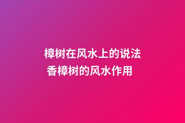 樟树在风水上的说法 香樟树的风水作用
